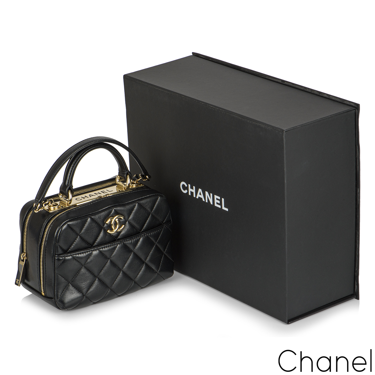 Chanel Pre-owned 2021 Mini CC Diamond-Quilted Bowling Bag - Black